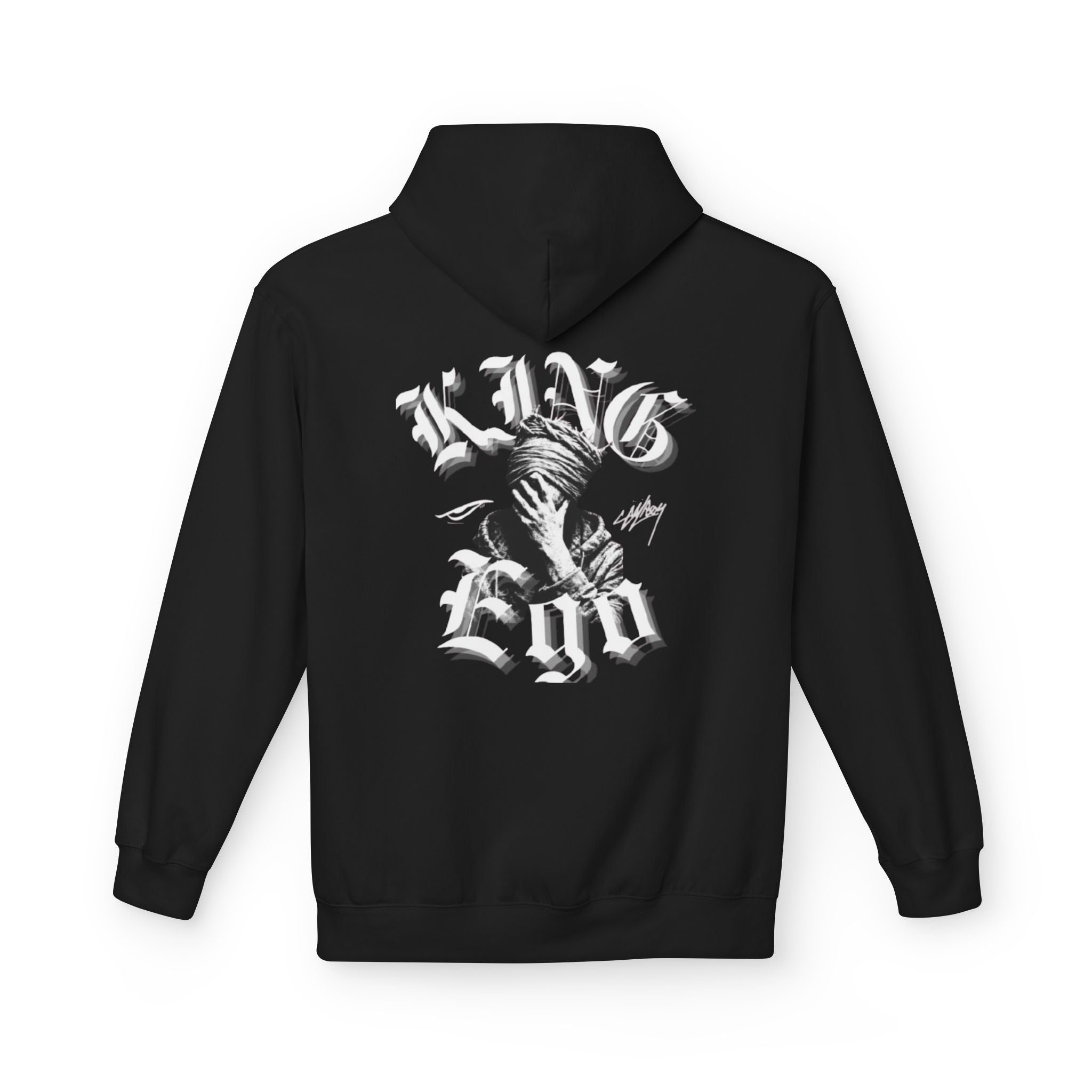King Ego Graphic Hoodie — Gothic Skull Back Print, Streetwear Pullover