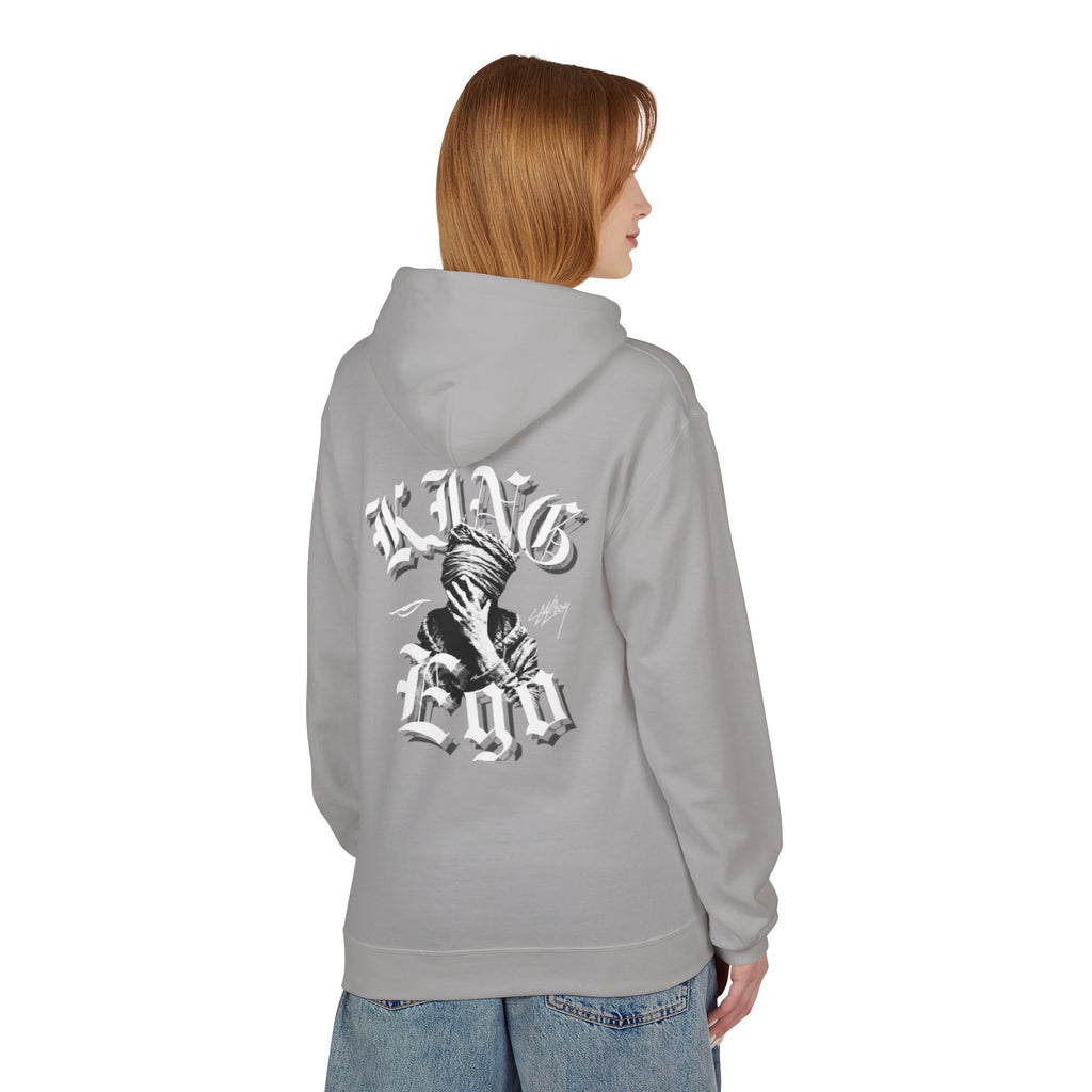 King Ego Graphic Hoodie — Gothic Skull Back Print, Streetwear Pullover